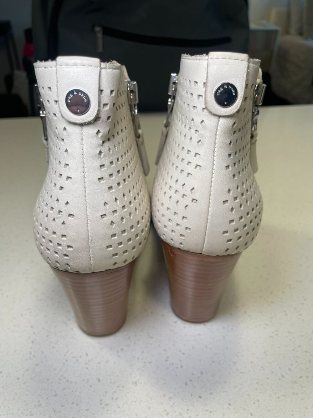 Rag & Bone Womens’ Margot Perforated White Leather Booties - Size 40 - Picture 5 of 9
